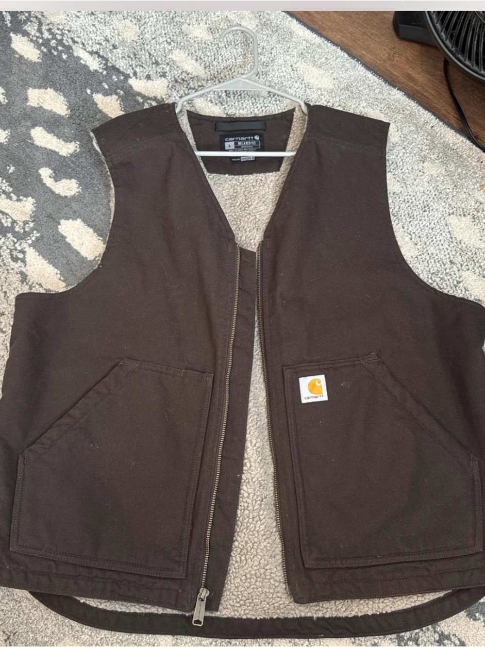 Carhartt Dark Brown and Cream Sherpa-Lined Vest